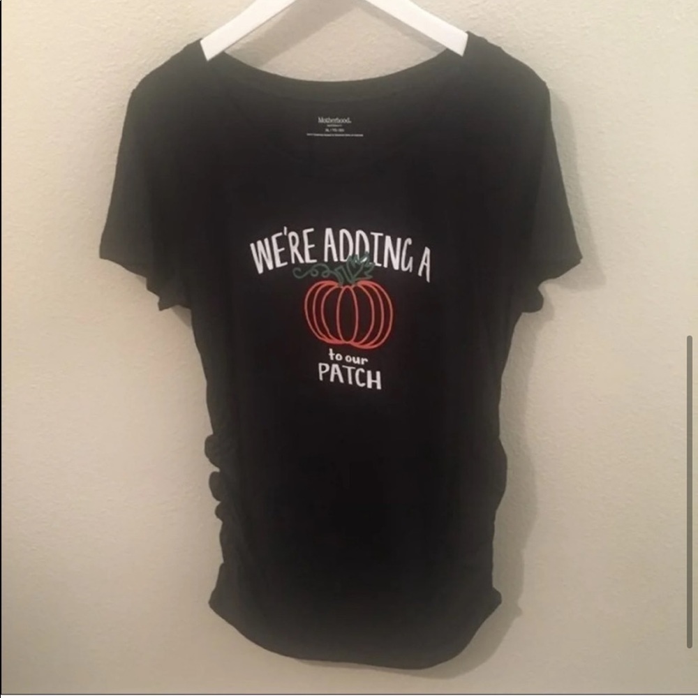 Halloween Maternity Tee— ‘We’re adding a pumpkin to our patch’ 🎃